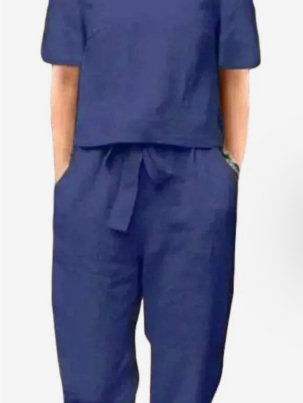 Cotton-Linen Blend Monochrome Two-Piece Set